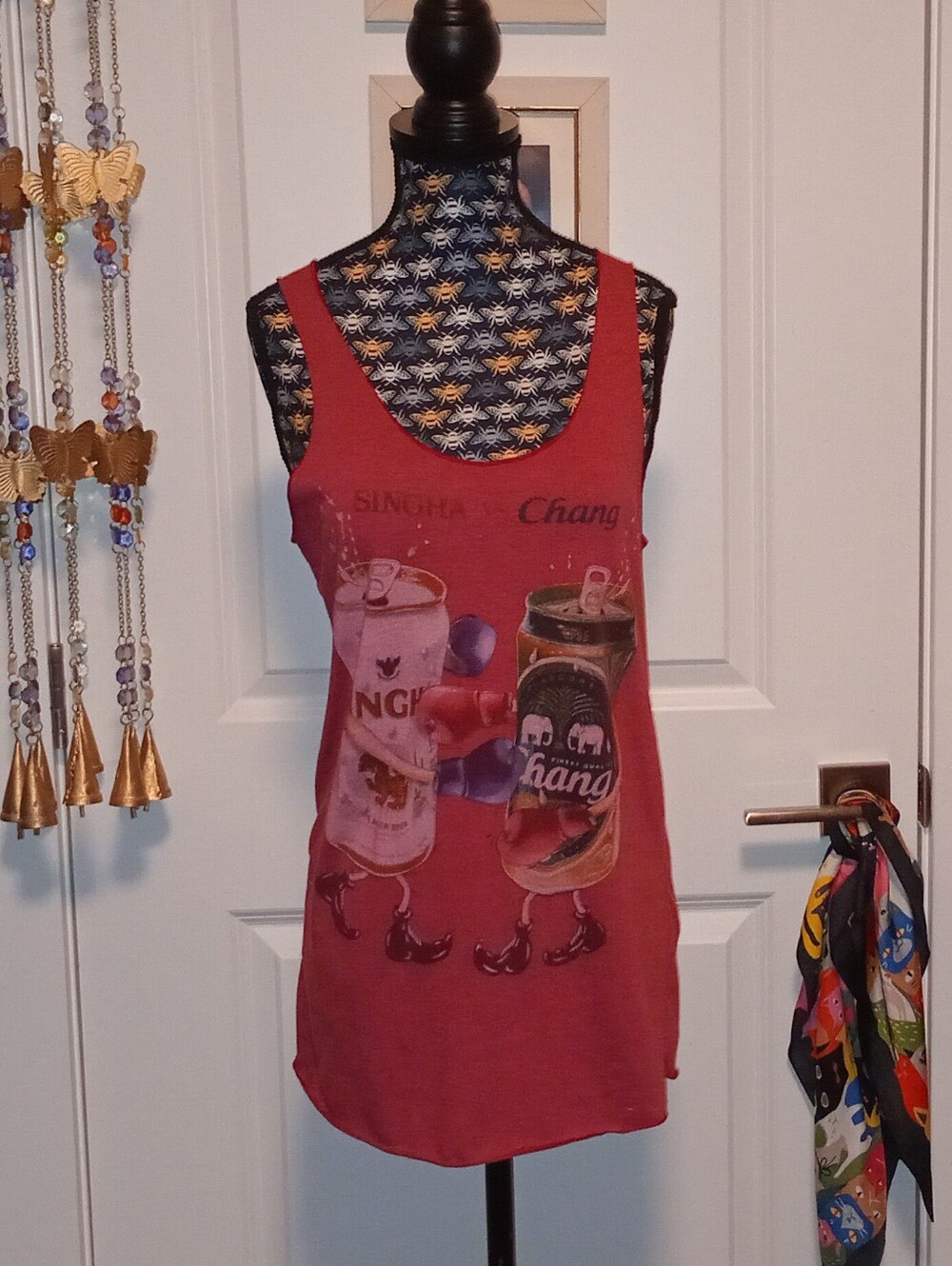 Triple T red beer tank top